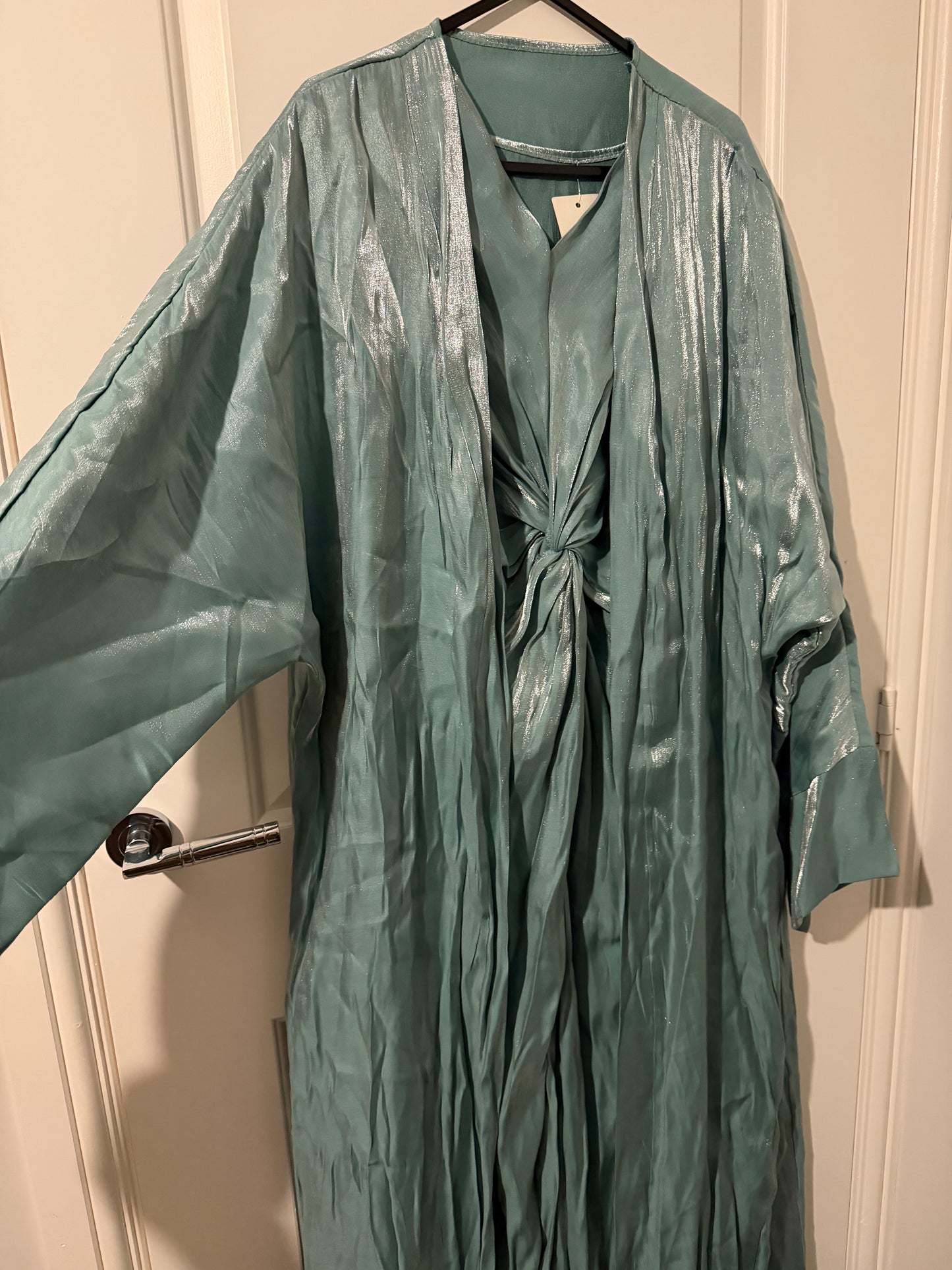 Shimmer Tie-Front Maxi Dress