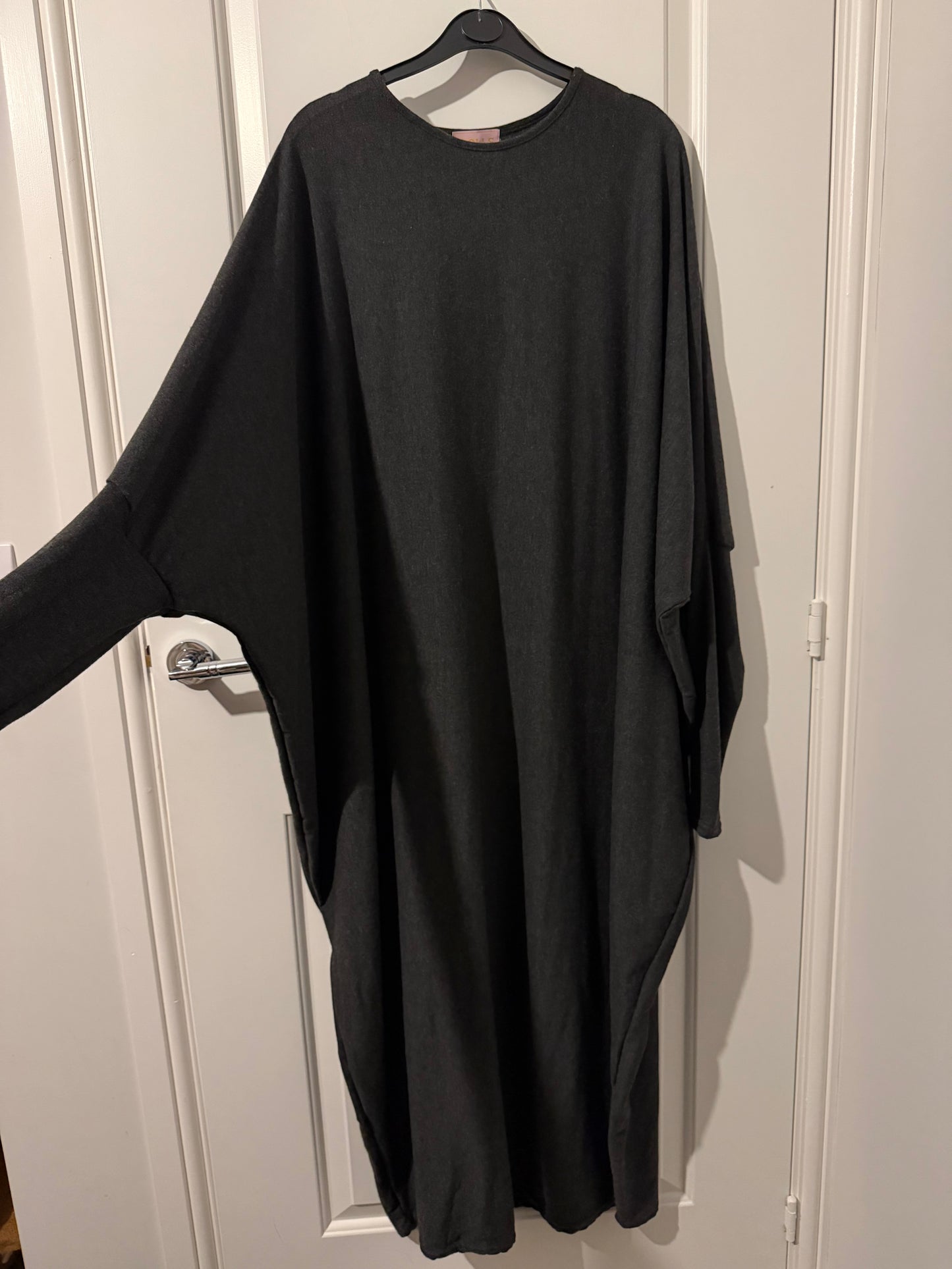 Oversized Batwing Maxi Dress – Washed Black