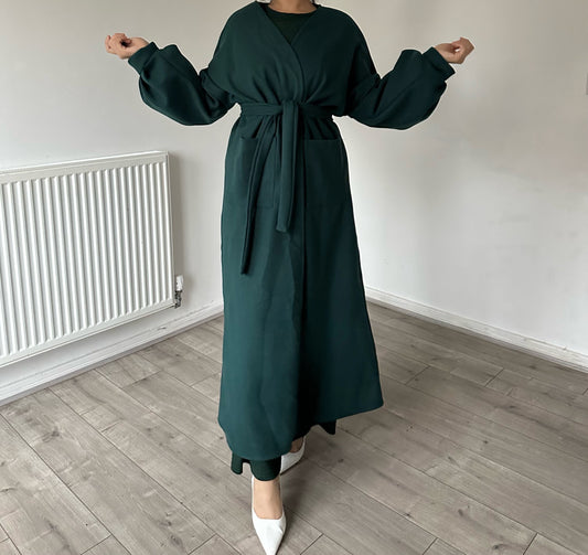 Balloon sleeve maxi coat