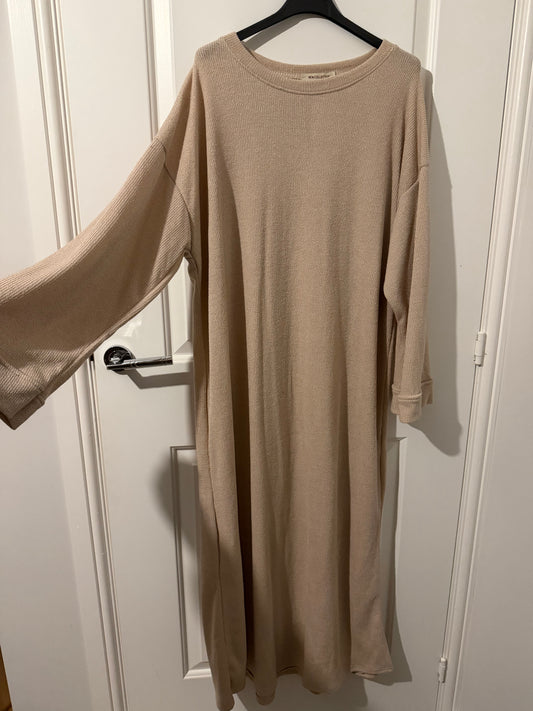 Ribbed Long Sleeve Modest Maxi Dress