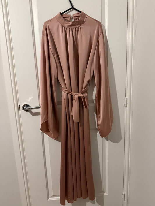 Satin Tie-Waist Maxi Dress
