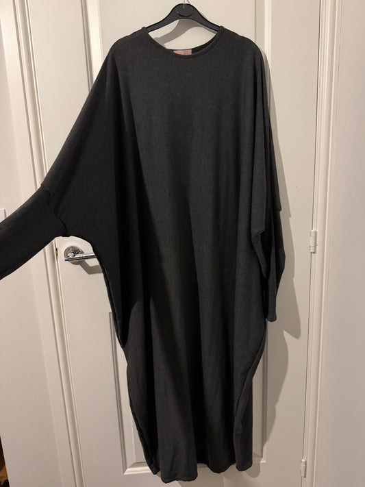 Oversized Batwing Maxi Dress – Washed Black