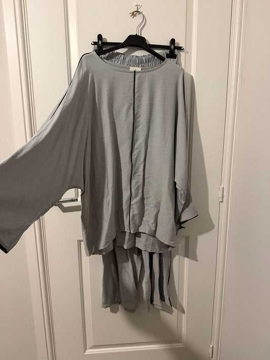 Grey Batwing Top & Trousers Co-Ord