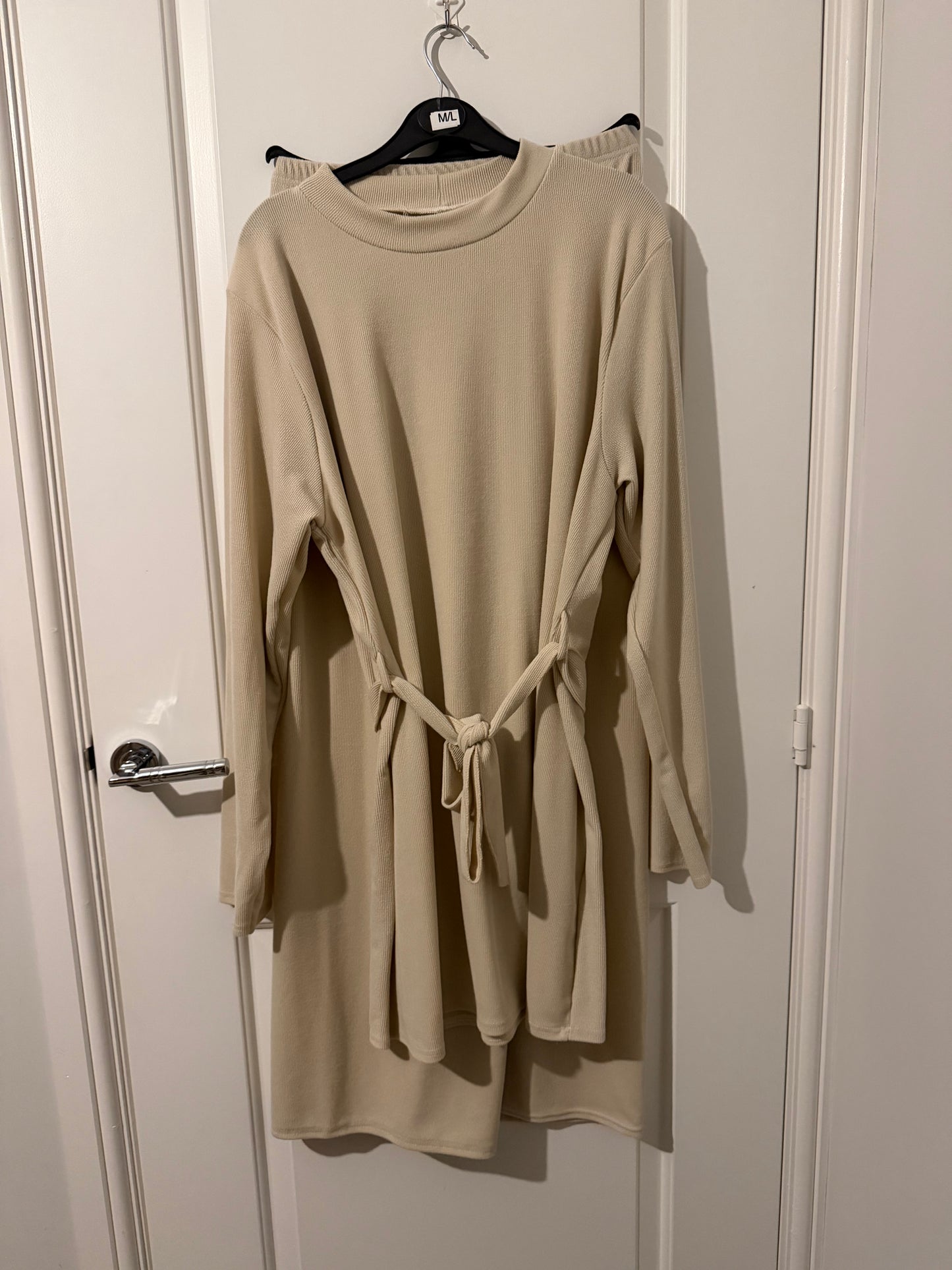 Ribbed Tie-Waist Modest Co-Ord